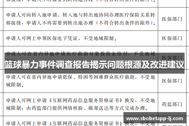 篮球暴力事件调查报告揭示问题根源及改进建议